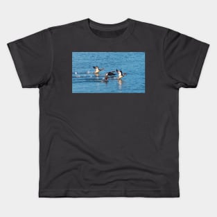 Red-breasted Mergansers Beginning To Fly Kids T-Shirt